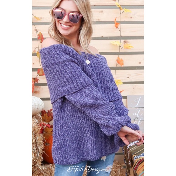 ❤️LAST Soft Fold Over Ribbed Off Shoulder Sweater - Picture 4 of 5